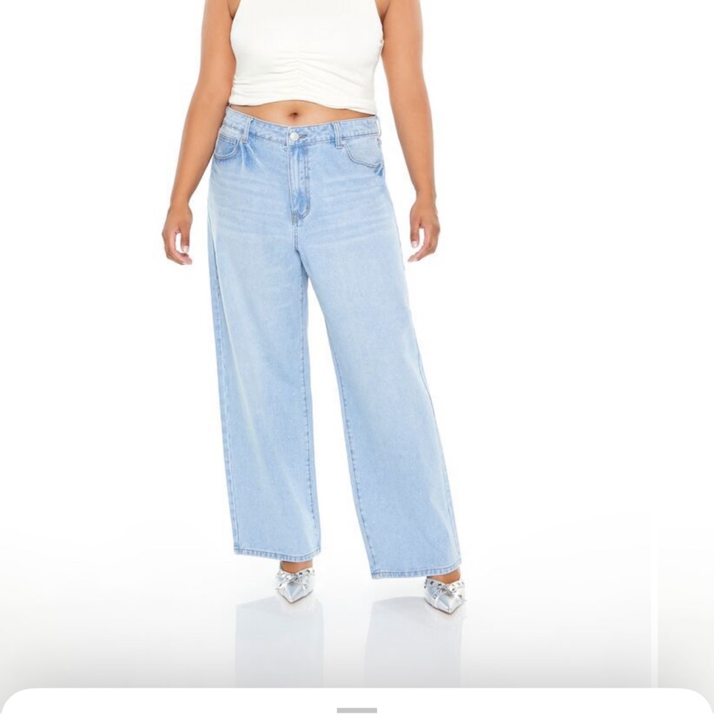Rhinestone Wide-Leg Jeans